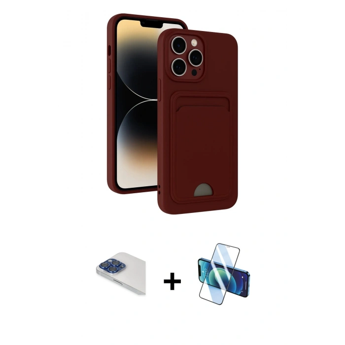 MARSİLYAN™- iPhone 13 Pro Max Kılıf Vadi Çizgi Prime - Siyah 3D Antistatik Cam Ekran Koruyucu + Pers Alüminyum Kamera Lens - LT