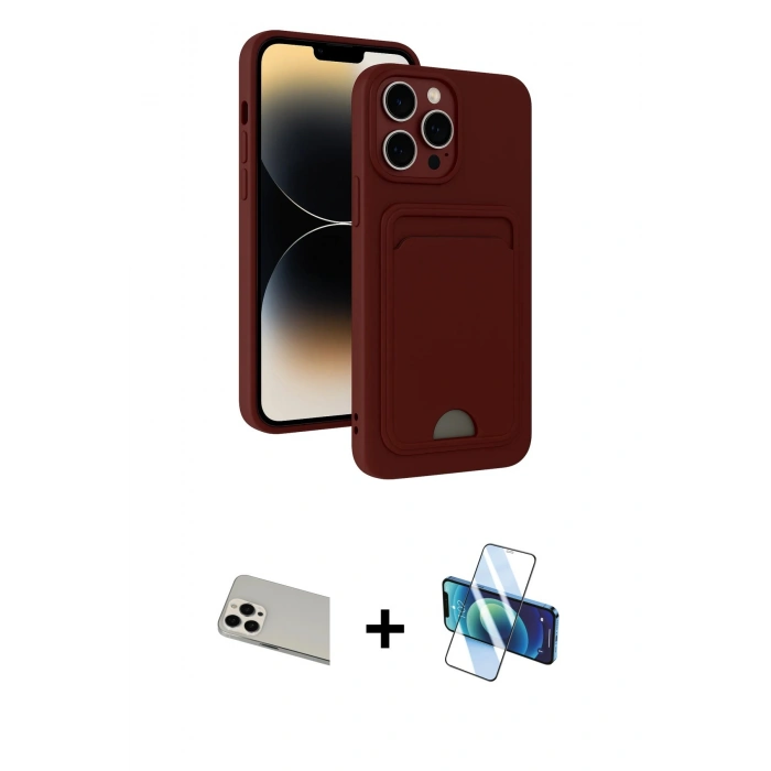 MARSİLYAN™- iPhone 13 Pro Max Kılıf Vadi Çizgi Prime - Siyah 3D Antistatik Cam Ekran Koruyucu + Rainbow Kamera Lens Koruma Cam - BZ