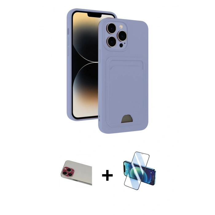 MARSİLYAN™- iPhone 13 Pro Max Kılıf Vadi Çizgi Prime - Siyah 3D Antistatik Cam Ekran Koruyucu + Rainbow Kamera Lens Koruma Cam - KI