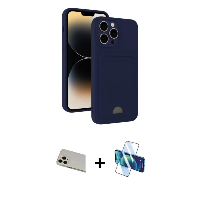 MARSİLYAN™- iPhone 13 Pro Max Kılıf Vadi Çizgi Prime - Siyah 3D Antistatik Cam Ekran Koruyucu + Rainbow Kamera Lens Koruma Cam - REGD