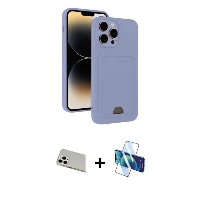 MARSİLYAN™- iPhone 13 Pro Max Kılıf Vadi Çizgi Prime - Siyah 3D Antistatik Cam Ekran Koruyucu + Rainbow Kamera Lens Koruma Cam - BZ