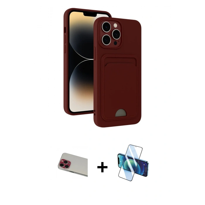 MARSİLYAN™- iPhone 13 Pro Max Kılıf Vadi Çizgi Prime - Siyah 3D Antistatik Cam Ekran Koruyucu + Rainbow Kamera Lens Koruma Cam - KI
