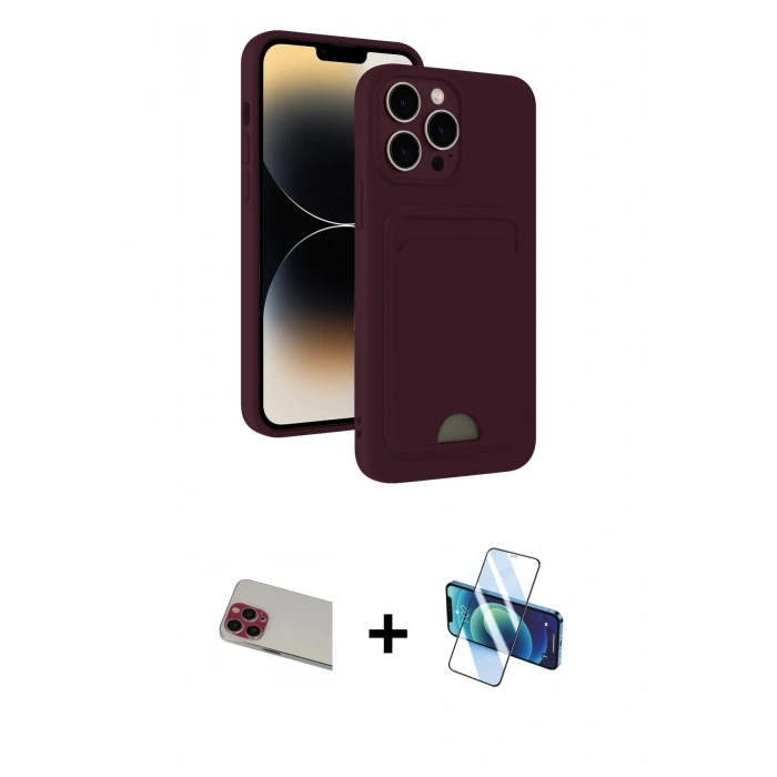 MARSİLYAN™- iPhone 13 Pro Max Kılıf Vadi Çizgi Prime - Siyah 3D Antistatik Cam Ekran Koruyucu + Rainbow Kamera Lens Koruma Cam - KI