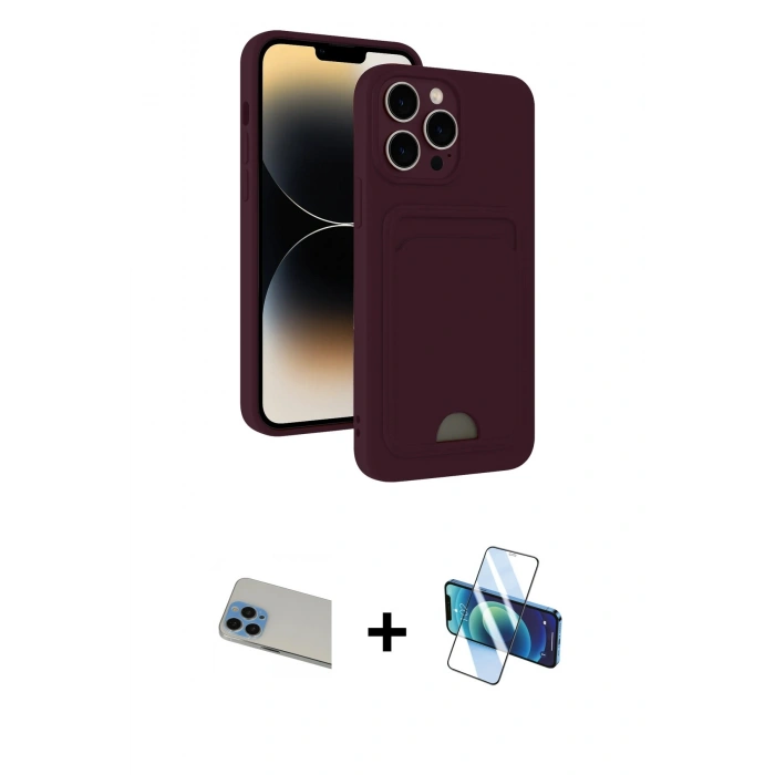 MARSİLYAN™- iPhone 13 Pro Max Kılıf Vadi Çizgi Prime - Siyah 3D Antistatik Cam Ekran Koruyucu + Rainbow Kamera Lens Koruma Cam - MI
