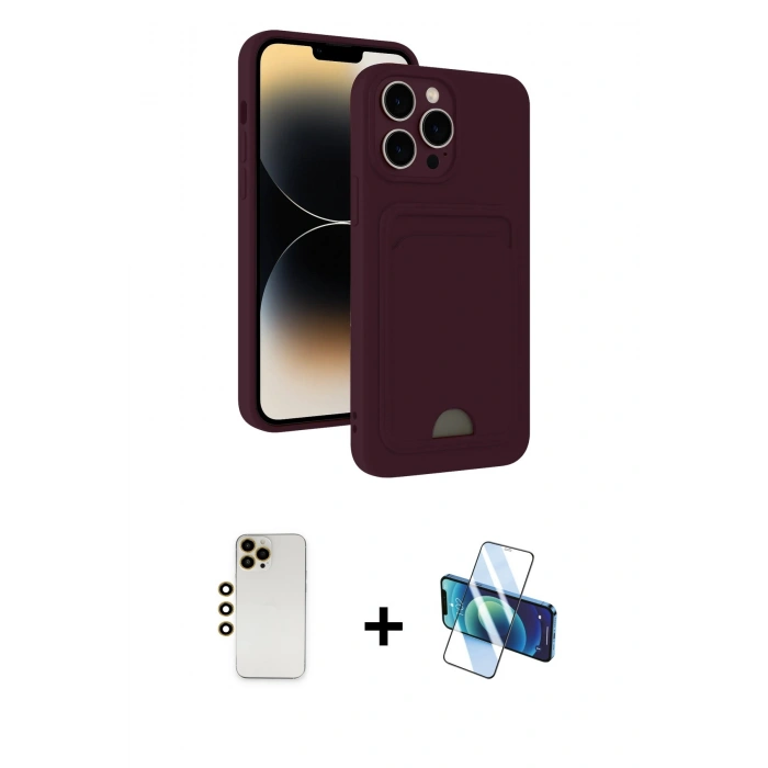 MARSİLYAN™- iPhone 13 Pro Max Kılıf Vadi Çizgi Prime - Siyah 3D Antistatik Cam Ekran Koruyucu + Shine Kamera Lens - GD