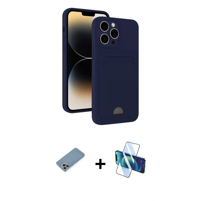 MARSİLYAN™- iPhone 13 Pro Max Kılıf Vadi Çizgi Prime - Siyah 3D Antistatik Cam Ekran Koruyucu + Shine Kamera Lens Koruma Cam - GI