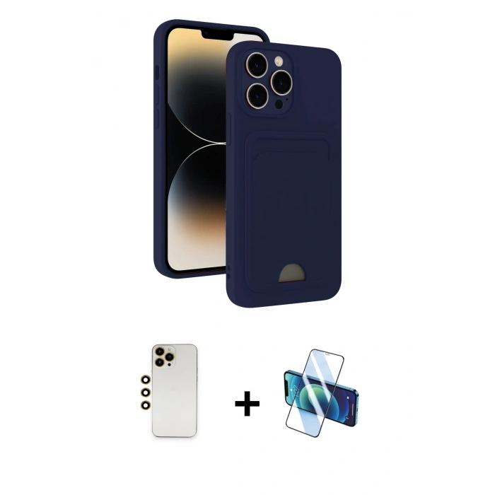 MARSİLYAN™- iPhone 13 Pro Max Kılıf Vadi Çizgi Prime - Siyah 3D Antistatik Cam Ekran Koruyucu + Shine Kamera Lens - GD