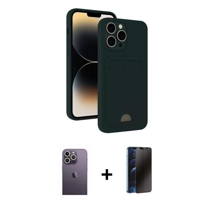 MARSİLYAN™- iPhone 13 Pro Max Kılıf Vadi Çizgi Prime - Siyah 3D Antistatik Hayalet Cam Ekran Koruyucu + Neon Fosforlu Kamera Lens - BZ