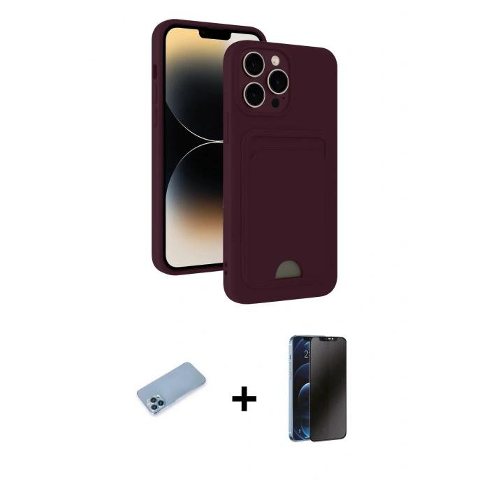 MARSİLYAN™- iPhone 13 Pro Max Kılıf Vadi Çizgi Prime - Siyah 3D Antistatik Hayalet Cam Ekran Koruyucu + Shine Kamera Lens Koruma Cam - MI