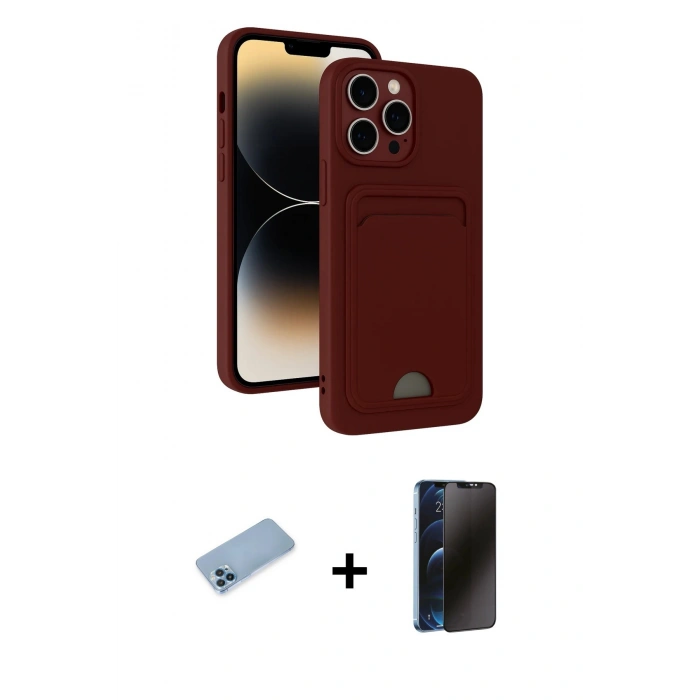 MARSİLYAN™- iPhone 13 Pro Max Kılıf Vadi Çizgi Prime - Siyah 3D Antistatik Hayalet Cam Ekran Koruyucu + Shine Kamera Lens Koruma Cam - MI