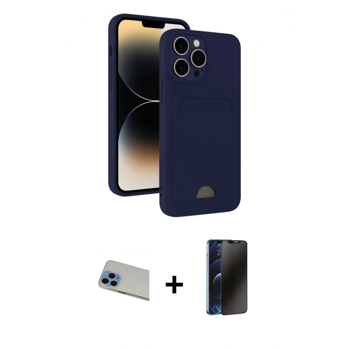 MARSİLYAN™- iPhone 13 Pro Max Kılıf Vadi Çizgi Prime - Siyah 3D Antistatik Hayalet Cam Ekran Koruyucu + Rainbow Kamera Lens Koruma Cam - MI