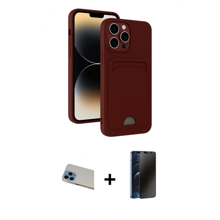 MARSİLYAN™- iPhone 13 Pro Max Kılıf Vadi Çizgi Prime - Siyah 3D Antistatik Hayalet Cam Ekran Koruyucu + Rainbow Kamera Lens Koruma Cam - MI
