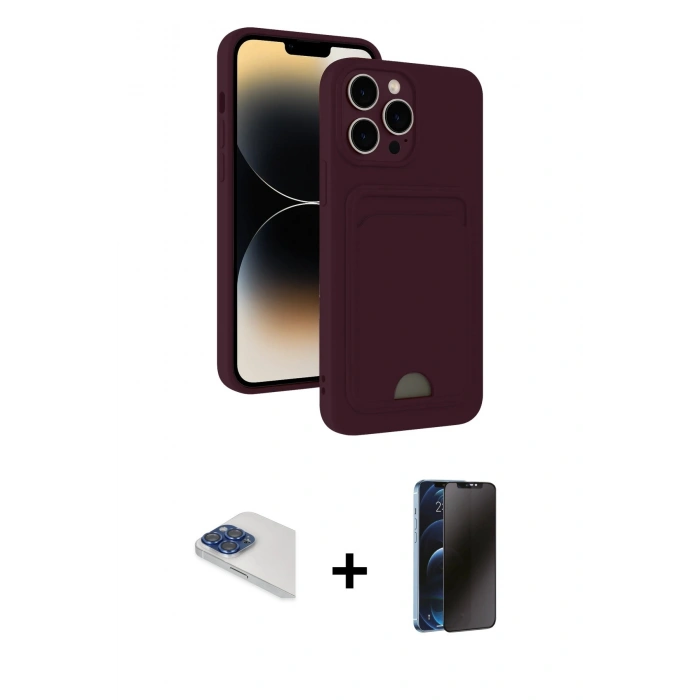 MARSİLYAN™- iPhone 13 Pro Max Kılıf Vadi Çizgi Prime - Siyah 3D Antistatik Hayalet Cam Ekran Koruyucu + Pers Alüminyum Kamera Lens - LT