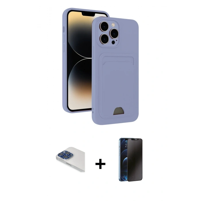 MARSİLYAN™- iPhone 13 Pro Max Kılıf Vadi Çizgi Prime - Siyah 3D Antistatik Hayalet Cam Ekran Koruyucu + Pers Alüminyum Kamera Lens - LT