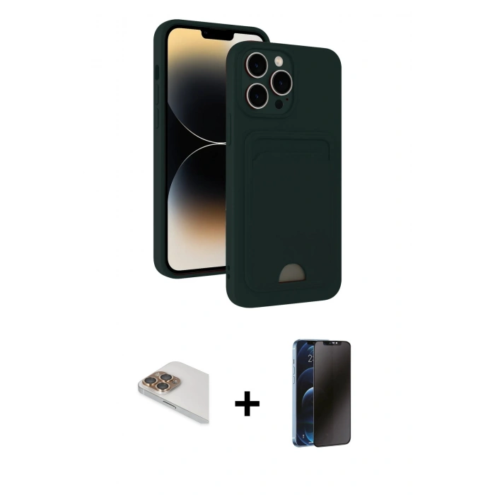 MARSİLYAN™- iPhone 13 Pro Max Kılıf Vadi Çizgi Prime - Siyah 3D Antistatik Hayalet Cam Ekran Koruyucu + Pers Alüminyum Kamera Lens - GD