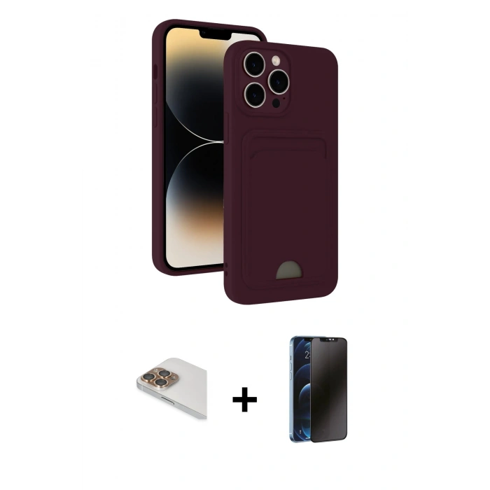 MARSİLYAN™- iPhone 13 Pro Max Kılıf Vadi Çizgi Prime - Siyah 3D Antistatik Hayalet Cam Ekran Koruyucu + Pers Alüminyum Kamera Lens - GD