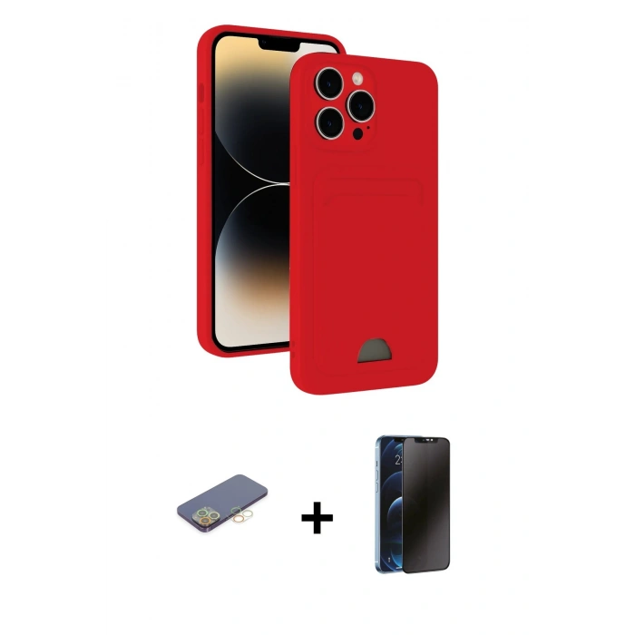 MARSİLYAN™- iPhone 13 Pro Max Kılıf Vadi Çizgi Prime - Siyah 3D Antistatik Hayalet Cam Ekran Koruyucu + Renkli Kamera Lens Koruma Cam - SI