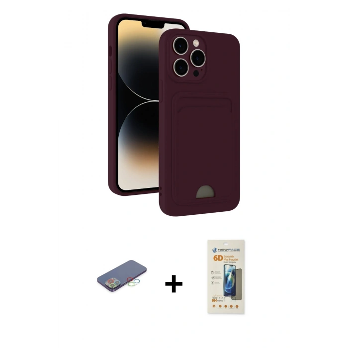 MARSİLYAN™- iPhone 13 Pro Max Kılıf Vadi Çizgi Prime - Siyah 6D Mat Seramik Hayalet Nano Ekran Koruyucu + Renkli Kamera Lens Koruma Cam - MI