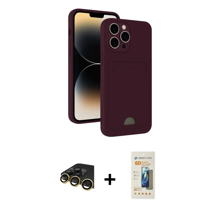 MARSİLYAN™- iPhone 13 Pro Max Kılıf Vadi Çizgi Prime - Siyah 6D Mat Seramik Hayalet Nano Ekran Koruyucu + Raze Metal Kamera Lens - GD
