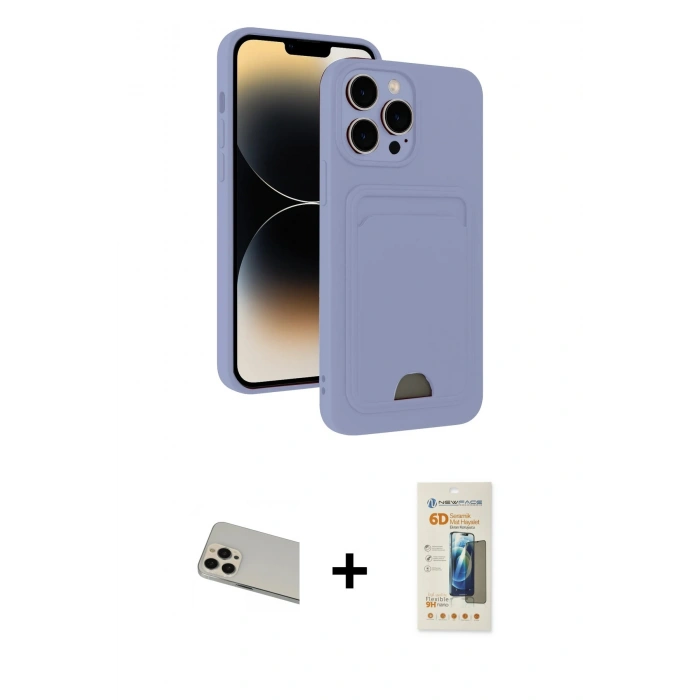 MARSİLYAN™- iPhone 13 Pro Max Kılıf Vadi Çizgi Prime - Siyah 6D Mat Seramik Hayalet Nano Ekran Koruyucu + Rainbow Kamera Lens Koruma Cam - REGD