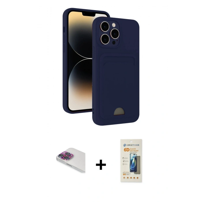 MARSİLYAN™- iPhone 13 Pro Max Kılıf Vadi Çizgi Prime - Siyah 6D Mat Seramik Hayalet Nano Ekran Koruyucu + Pers Alüminyum Kamera Lens - GI
