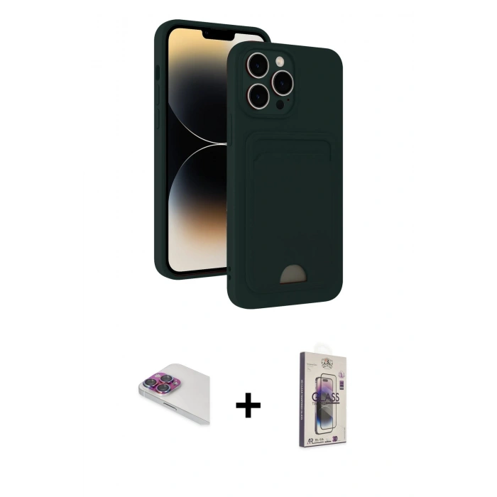 MARSİLYAN™- iPhone 13 Pro Max Kılıf Vadi Çizgi Prime - Siyah Bilvis 3D Cam Ekran Koruyucu + Pers Alüminyum Kamera Lens - GI