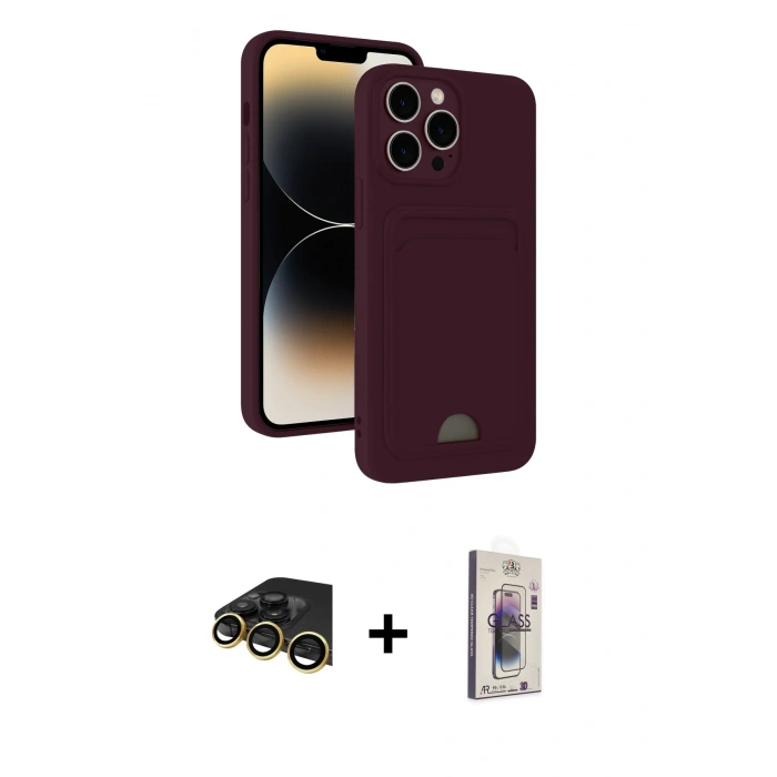 MARSİLYAN™- iPhone 13 Pro Max Kılıf Vadi Çizgi Prime - Siyah Bilvis 3D Cam Ekran Koruyucu + Raze Metal Kamera Lens - GD
