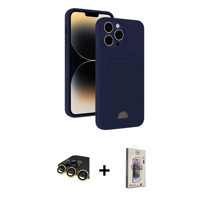 MARSİLYAN™- iPhone 13 Pro Max Kılıf Vadi Çizgi Prime - Siyah Bilvis 3D Cam Ekran Koruyucu + Raze Metal Kamera Lens - GD