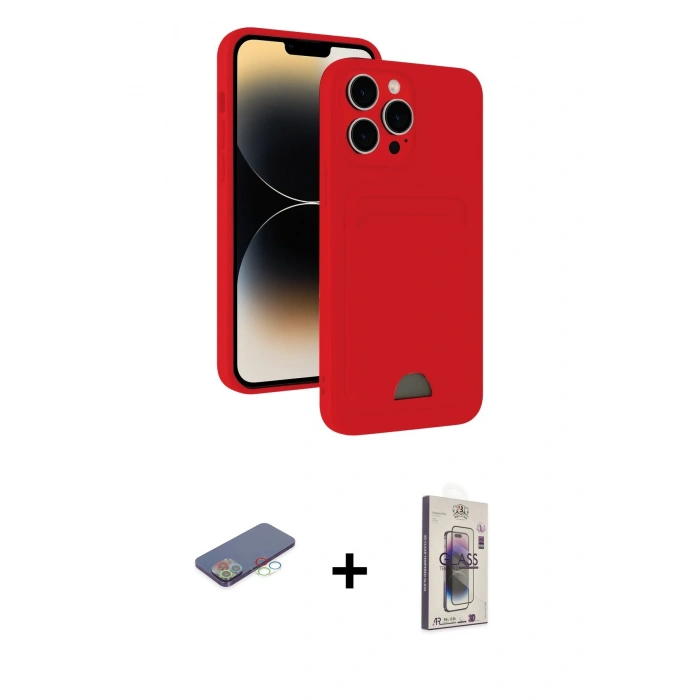 MARSİLYAN™- iPhone 13 Pro Max Kılıf Vadi Çizgi Prime - Siyah Bilvis 3D Cam Ekran Koruyucu + Renkli Kamera Lens Koruma Cam - MI