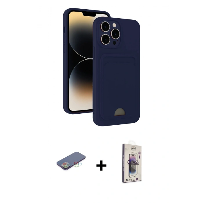 MARSİLYAN™- iPhone 13 Pro Max Kılıf Vadi Çizgi Prime - Siyah Bilvis 3D Cam Ekran Koruyucu + Renkli Kamera Lens Koruma Cam - MI