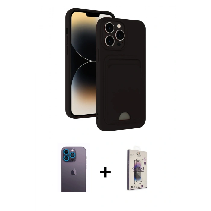 MARSİLYAN™- iPhone 13 Pro Max Kılıf Vadi Çizgi Prime - Siyah Bilvis 3D Cam Ekran Koruyucu + Neon Fosforlu Kamera Lens - MI