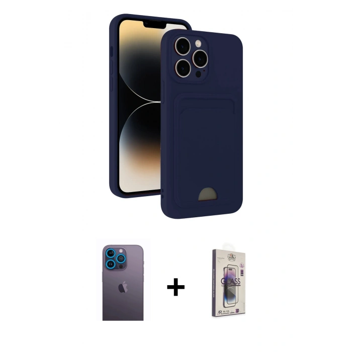 MARSİLYAN™- iPhone 13 Pro Max Kılıf Vadi Çizgi Prime - Siyah Bilvis 3D Cam Ekran Koruyucu + Neon Fosforlu Kamera Lens - MI