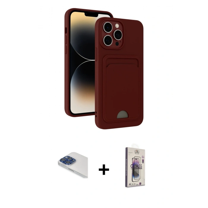 MARSİLYAN™- iPhone 13 Pro Max Kılıf Vadi Çizgi Prime - Siyah Bilvis 3D Cam Ekran Koruyucu + Pers Alüminyum Kamera Lens - LT