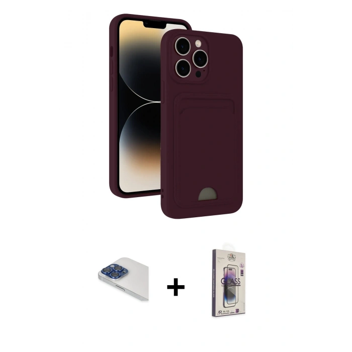 MARSİLYAN™- iPhone 13 Pro Max Kılıf Vadi Çizgi Prime - Siyah Bilvis 3D Cam Ekran Koruyucu + Pers Alüminyum Kamera Lens - LT