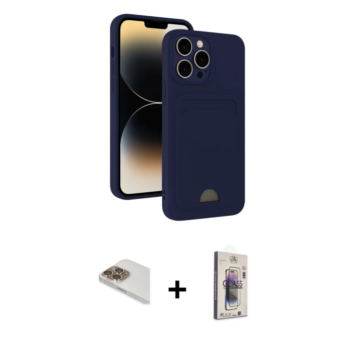 MARSİLYAN™- iPhone 13 Pro Max Kılıf Vadi Çizgi Prime - Siyah Bilvis 3D Cam Ekran Koruyucu + Pers Alüminyum Kamera Lens - GD