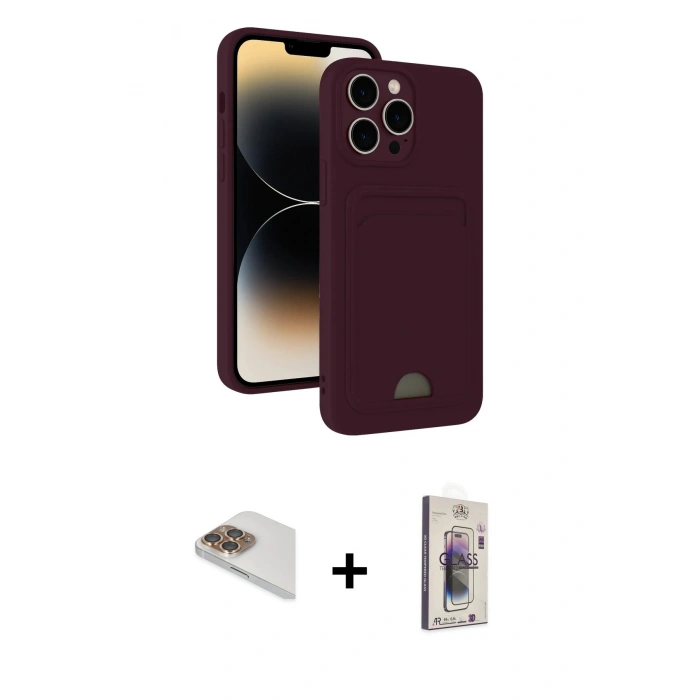 MARSİLYAN™- iPhone 13 Pro Max Kılıf Vadi Çizgi Prime - Siyah Bilvis 3D Cam Ekran Koruyucu + Pers Alüminyum Kamera Lens - GD