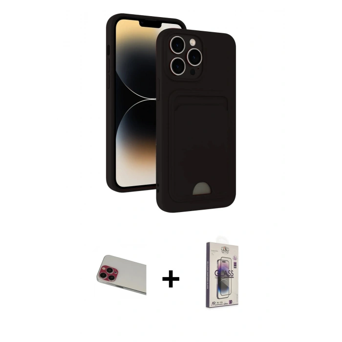 MARSİLYAN™- iPhone 13 Pro Max Kılıf Vadi Çizgi Prime - Siyah Bilvis 3D Cam Ekran Koruyucu + Rainbow Kamera Lens Koruma Cam - KI