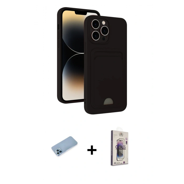 MARSİLYAN™- iPhone 13 Pro Max Kılıf Vadi Çizgi Prime - Siyah Bilvis 3D Cam Ekran Koruyucu + Shine Kamera Lens Koruma Cam - MI