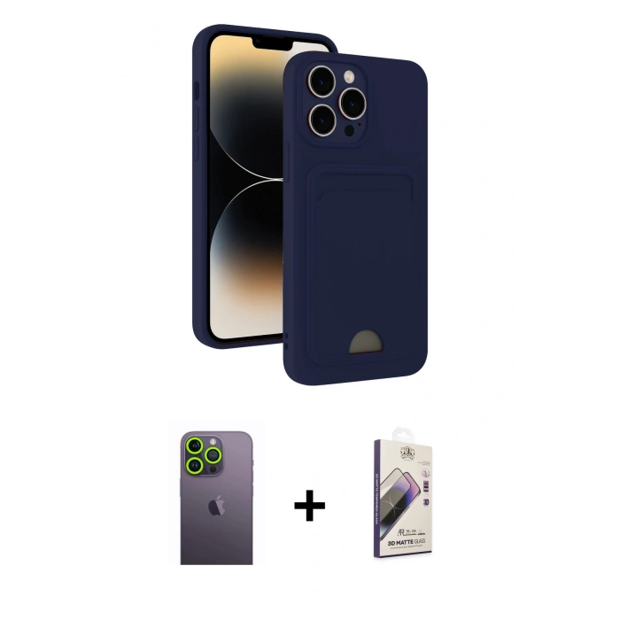 MARSİLYAN™- iPhone 13 Pro Max Kılıf Vadi Çizgi Prime - Siyah Bilvis 3D Mat Cam Ekran Koruyucu + Neon Fosforlu Kamera Lens - YL