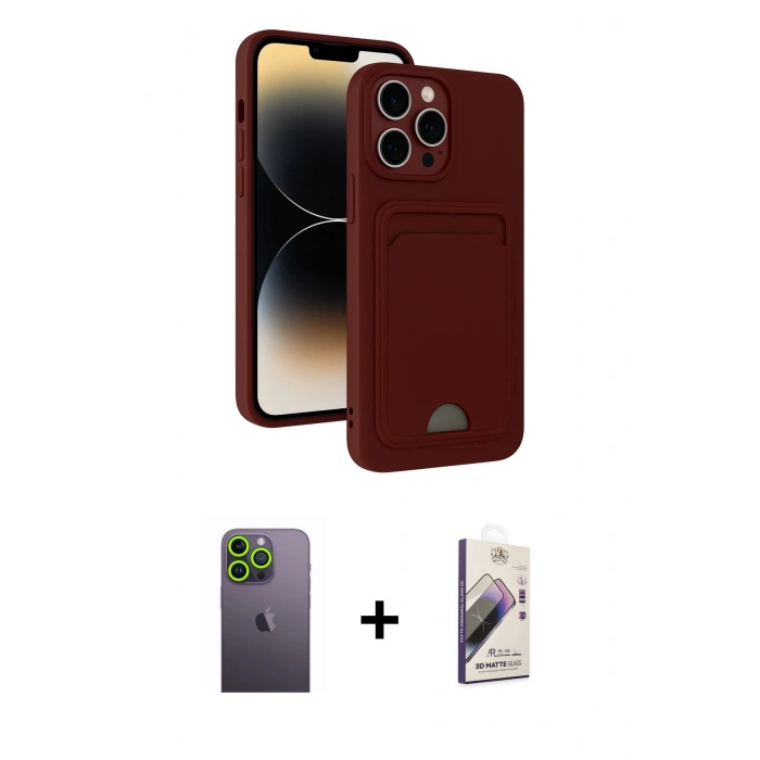 MARSİLYAN™- iPhone 13 Pro Max Kılıf Vadi Çizgi Prime - Siyah Bilvis 3D Mat Cam Ekran Koruyucu + Neon Fosforlu Kamera Lens - YL