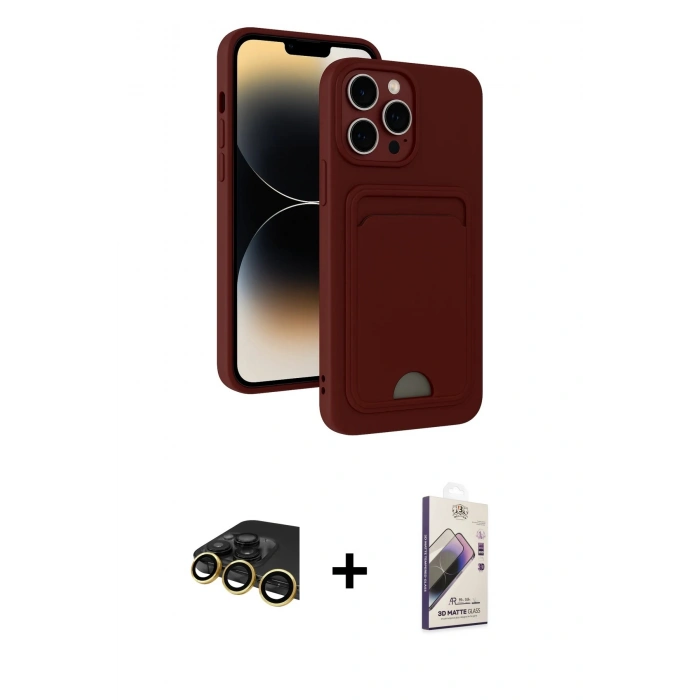 MARSİLYAN™- iPhone 13 Pro Max Kılıf Vadi Çizgi Prime - Siyah Bilvis 3D Mat Cam Ekran Koruyucu + Raze Metal Kamera Lens - GD