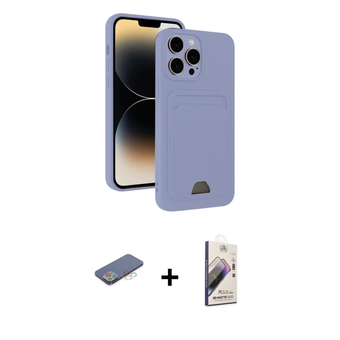 MARSİLYAN™- iPhone 13 Pro Max Kılıf Vadi Çizgi Prime - Siyah Bilvis 3D Mat Cam Ekran Koruyucu + Renkli Kamera Lens Koruma Cam - MI