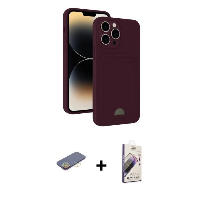 MARSİLYAN™- iPhone 13 Pro Max Kılıf Vadi Çizgi Prime - Siyah Bilvis 3D Mat Cam Ekran Koruyucu + Renkli Kamera Lens Koruma Cam - SI