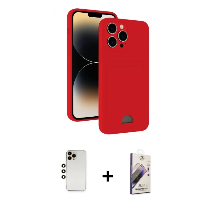 MARSİLYAN™- iPhone 13 Pro Max Kılıf Vadi Çizgi Prime - Siyah Bilvis 3D Mat Cam Ekran Koruyucu + Shine Kamera Lens - GD
