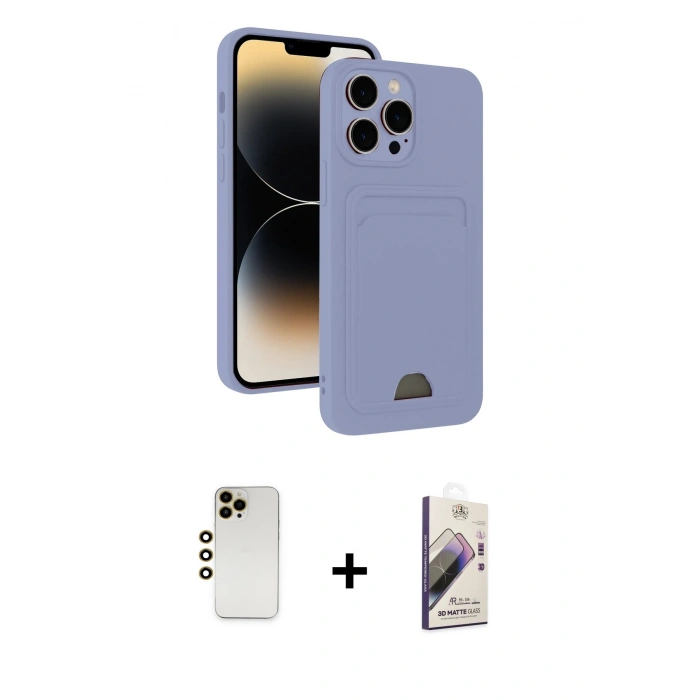 MARSİLYAN™- iPhone 13 Pro Max Kılıf Vadi Çizgi Prime - Siyah Bilvis 3D Mat Cam Ekran Koruyucu + Shine Kamera Lens - GD
