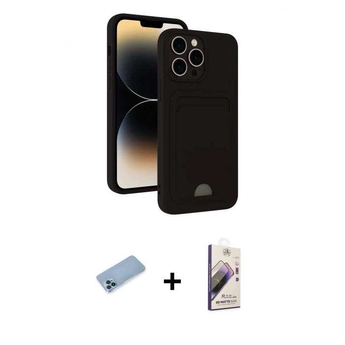 MARSİLYAN™- iPhone 13 Pro Max Kılıf Vadi Çizgi Prime - Siyah Bilvis 3D Mat Cam Ekran Koruyucu + Shine Kamera Lens Koruma Cam - MI