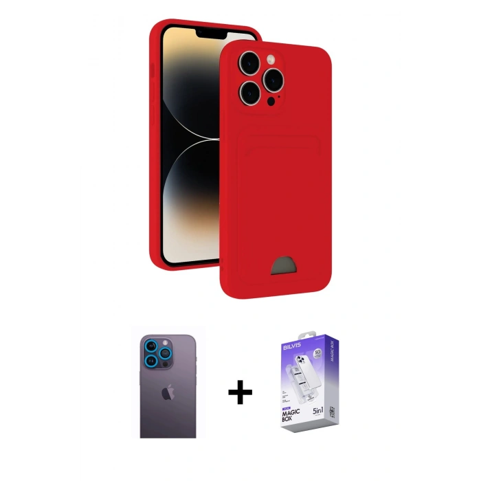 MARSİLYAN™- iPhone 13 Pro Max Kılıf Vadi Çizgi Prime - Siyah Bilvis 5in1 3D Magic Cam Ekran Koruyucu + Neon Fosforlu Kamera Lens - MI
