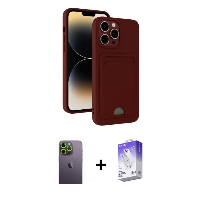 MARSİLYAN™- iPhone 13 Pro Max Kılıf Vadi Çizgi Prime - Siyah Bilvis 5in1 3D Magic Cam Ekran Koruyucu + Neon Fosforlu Kamera Lens - YL