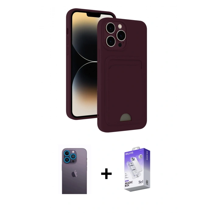MARSİLYAN™- iPhone 13 Pro Max Kılıf Vadi Çizgi Prime - Siyah Bilvis 5in1 3D Magic Cam Ekran Koruyucu + Neon Fosforlu Kamera Lens - MI