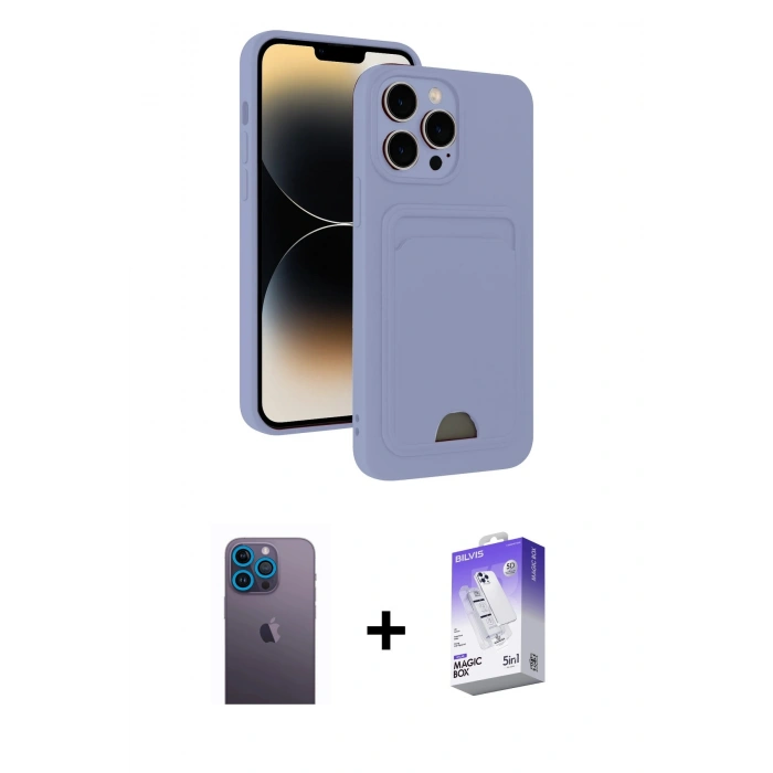 MARSİLYAN™- iPhone 13 Pro Max Kılıf Vadi Çizgi Prime - Siyah Bilvis 5in1 3D Magic Cam Ekran Koruyucu + Neon Fosforlu Kamera Lens - MI